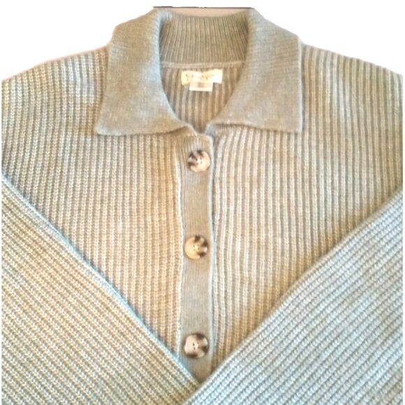 Jessica Simpson Women's Cardigan Buttons Sage Green Cropped Sweater - Large - Picture 3 of 9
